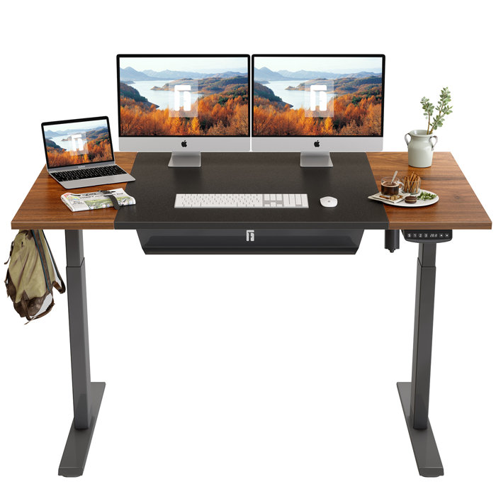 Inbox Zero Height Adjustable Electric Standing Desk With Pencil Tray
